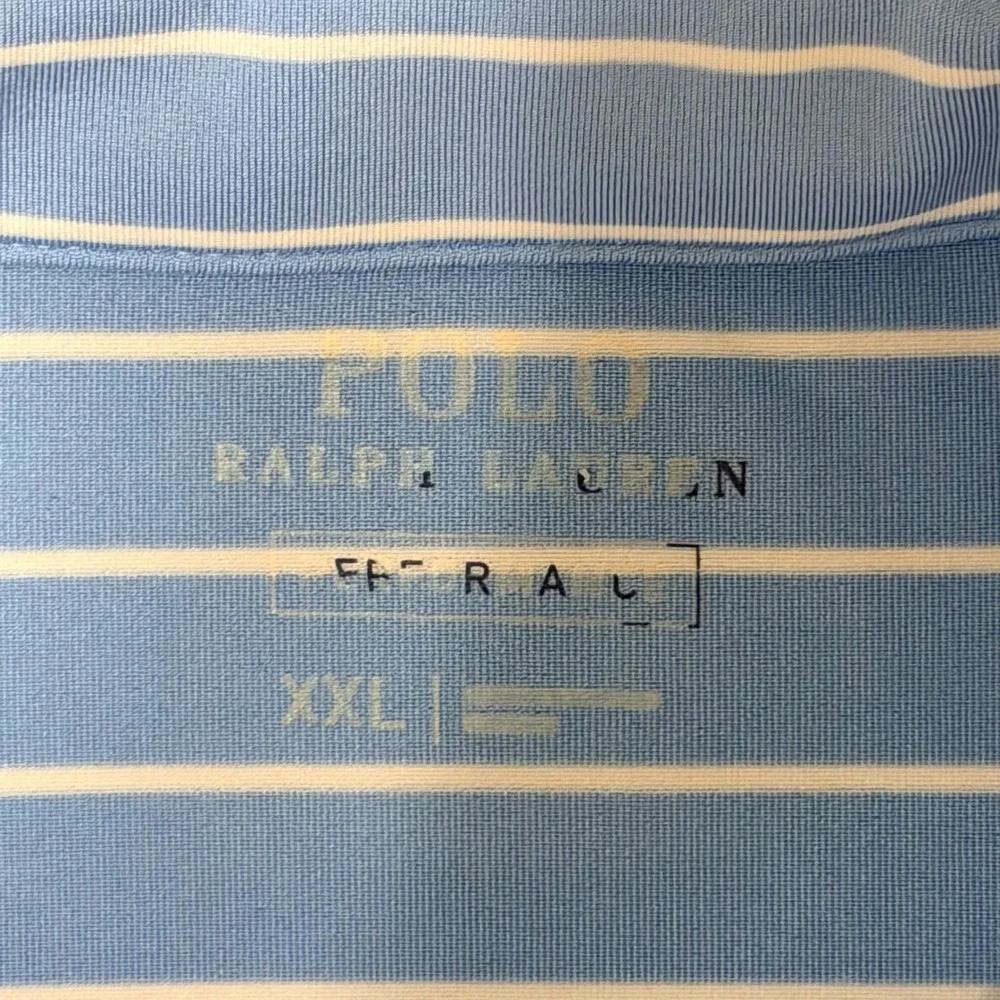 Polo Ralph Lauren Mens XXL Blue White Striped Performance Golf Polo Shirt Orange